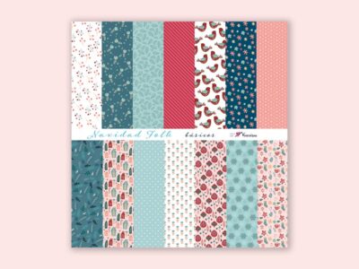 Papeles de scrapbooking digitales Navidad Folk básicos